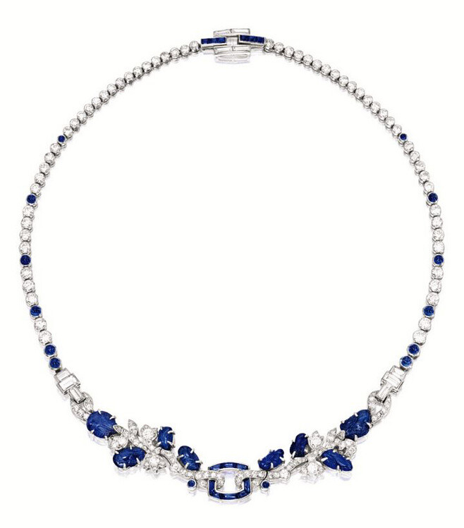 SAPPHIRE AND DIAMOND NECKLACE, CARTIER NEW YORK, CIRCA 1930