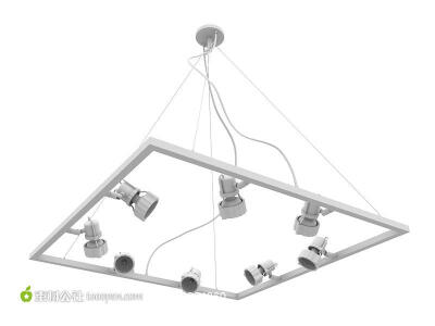 钢丝吊索方形射灯模型设计