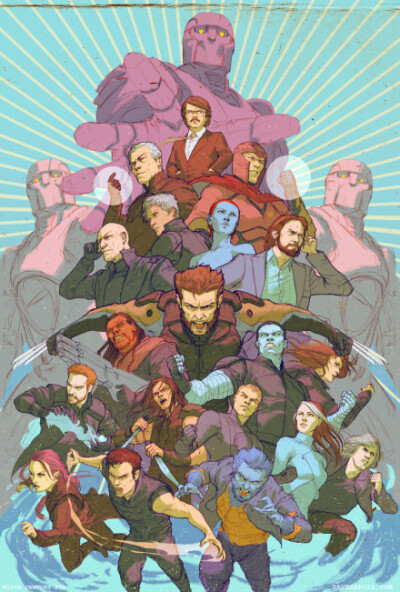 #X-Men#终于找到这张图的全图了 还有巨巨的其他图 画风真的超级赞！【http://t.cn/RvG3pCl】