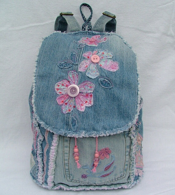 Denim Patchwork Backpack