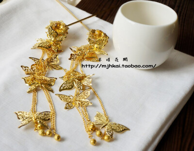 仿古装古代中国风古典中式新娘红色结婚庆发簪子套装COS头发饰