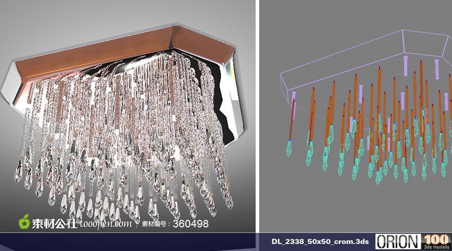 精美整齐的水晶吸顶灯模型下载
