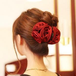 外贸原单 韩国饰品！丝绸玫瑰花朵 抓夹 发抓 头饰 发饰