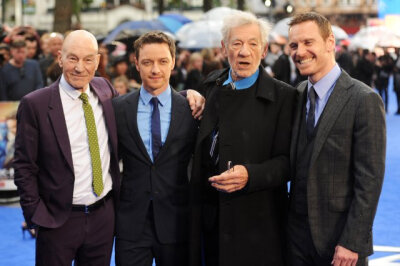 Patrick Stewart, Ian McKellen, James McAvoy and Michael Fassbender at event of X-Men: Days of Future Past (2014)