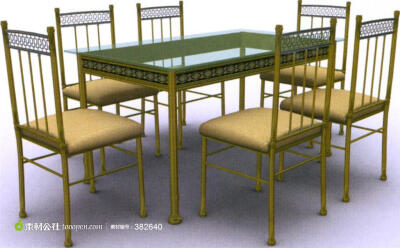 中式餐桌椅组合3d模型下载