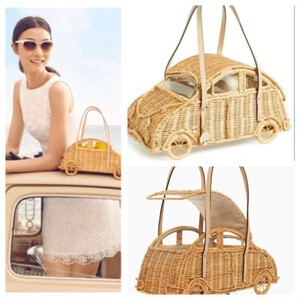 RARE!!! GORGEOUS! Kate Spade New York &amp;quot;VITA RIVA WICKER CAR&amp;quot; BAG, NWT &amp;amp; HTF 汽车造型藤编包的图片