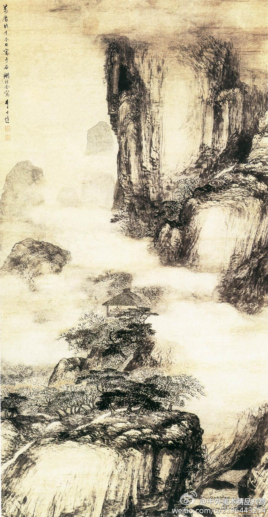 明 李士達(dá) 《秋景山水圖》 —— 紙本設(shè)色，明代李士達(dá)國(guó)畫作品，現(xiàn)藏日本靜嘉堂文庫(kù)。