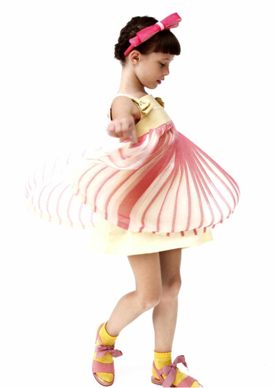Mimi Sol summer 2013 Sweet fan pleated layer dress in sorbet pastels for kidswear