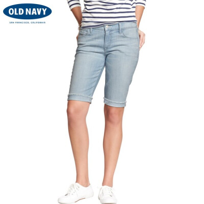 Old Navy 老海军浅色水洗翻边牛仔中短裤|女装954345