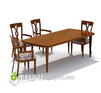 豪华实木餐桌餐椅模型