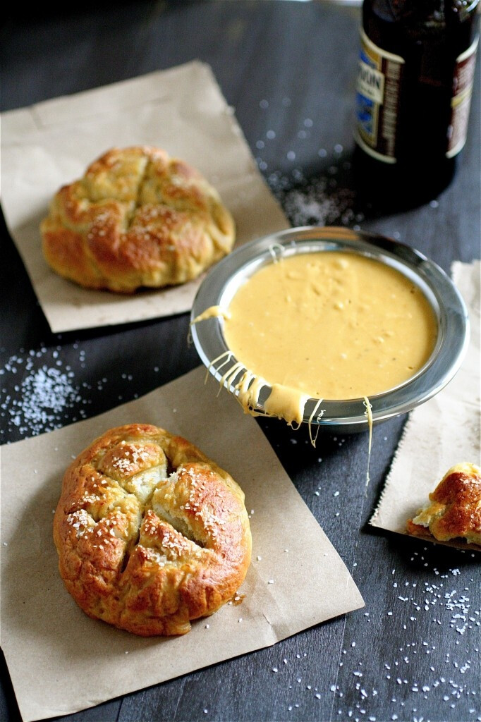 Pretzel Rolls with Beer Cheese Sauce