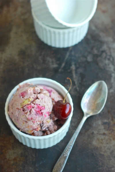 Drunken Cherry Coconut Ice Cream with Dark Chocolate and Toasted Pecans