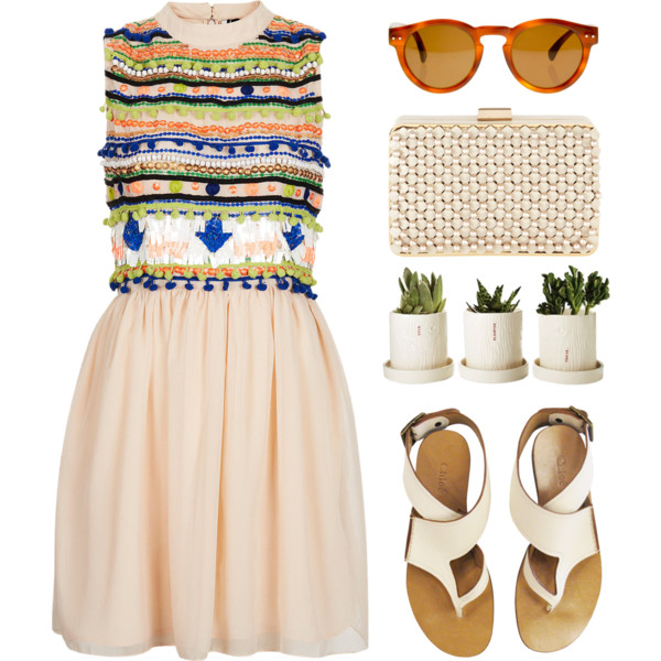 A fashion look from June 2013 featuring Topshop dresses, Chloé sandals and Coast clutches. Browse and shop related looks.