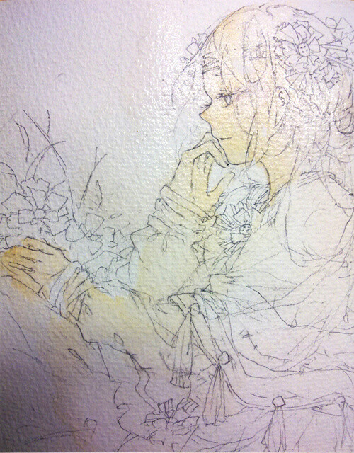 ynoki 的插画 水彩过程
