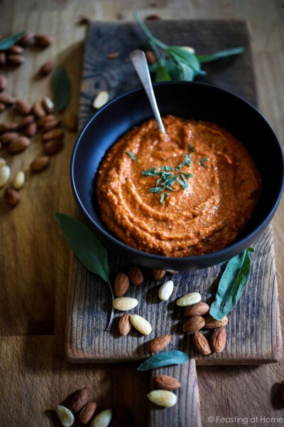 Romesco sauce - Made with roasted peppers, tomatoes, garlic and almonds