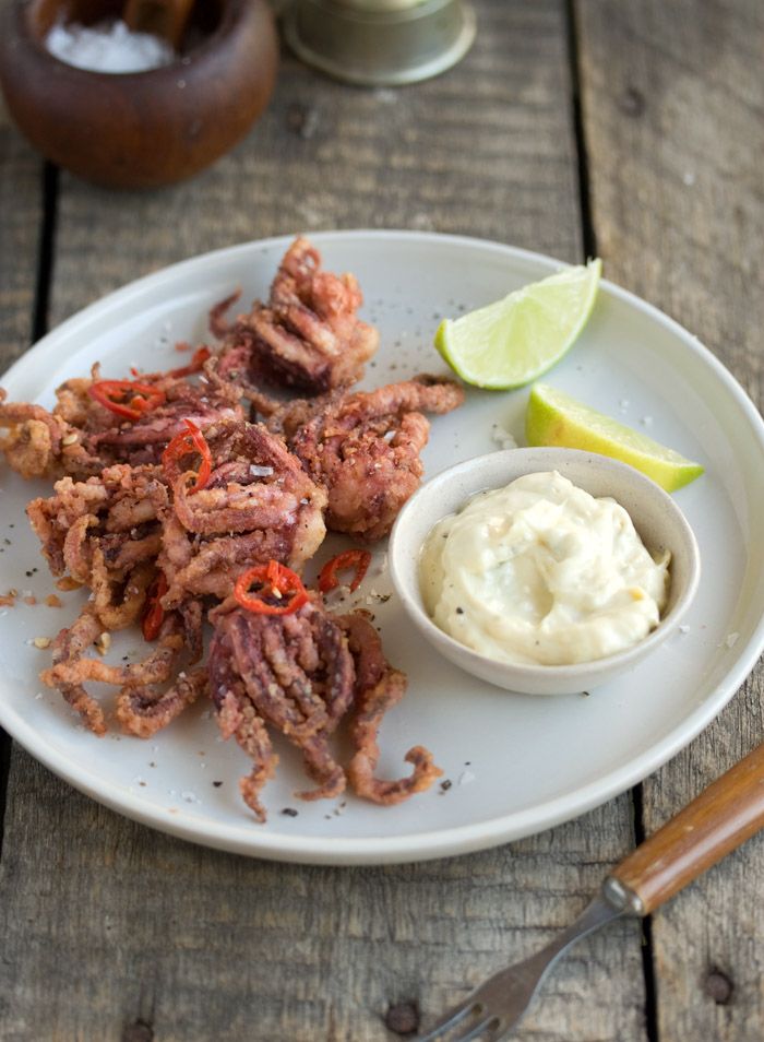 salt &amp;amp; pepper baby squid with a chilli lime aioli