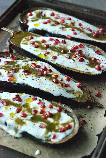 Eggplant with za'atar and yogurt sauce.