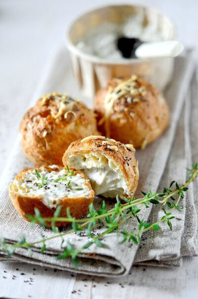 Cheese puffs with fresh herbs.