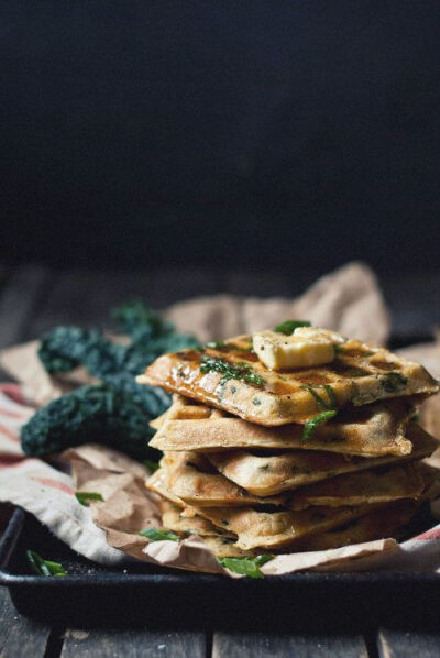 the gouda life kale &amp;amp; ricotta waffles with cayenne honey recipe