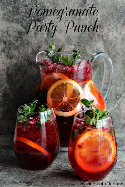 Pomegranate Party Punch | | Perfect for parties, you can spike one batch and leave the other unspiked.