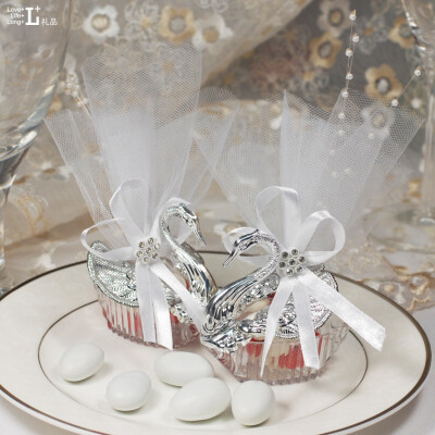 天鹅公主水晶喜糖袋子纱袋|结婚喜糖盒|欧式创意糖果盒|婚庆用品