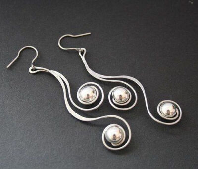 Earrings - spiral wrought-silver-hypoallergenic