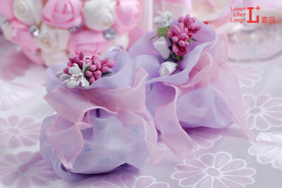 新品妖精的口袋喜糖袋子|紫色欧式创意喜糖盒子|大号婚庆回礼纱袋