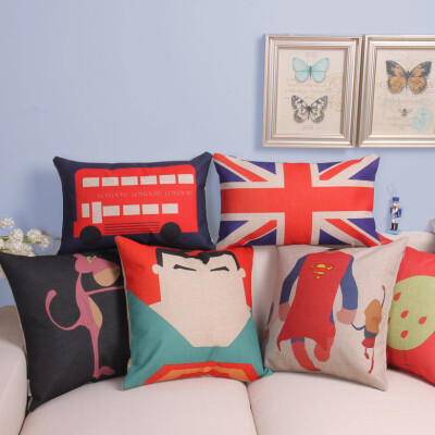 Ali&middot;Carr/创意棉麻沙发抱枕靠垫套办公室靠枕卡通汽车护腰靠垫