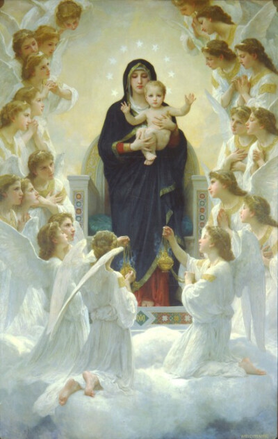 油畫｜Bouguereau The Virgin With Angels,By William Bouguereau,1900.