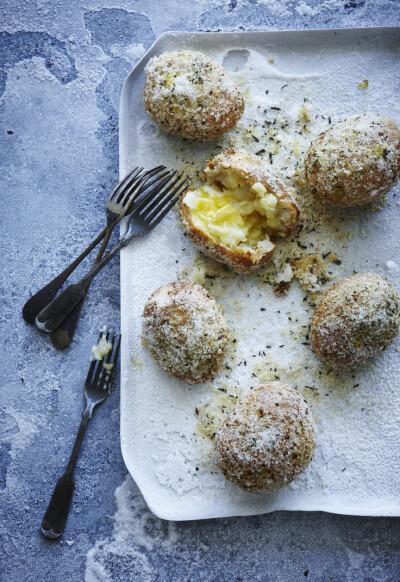 Salt and rosemary crusted potatoes (use a vegan butter)