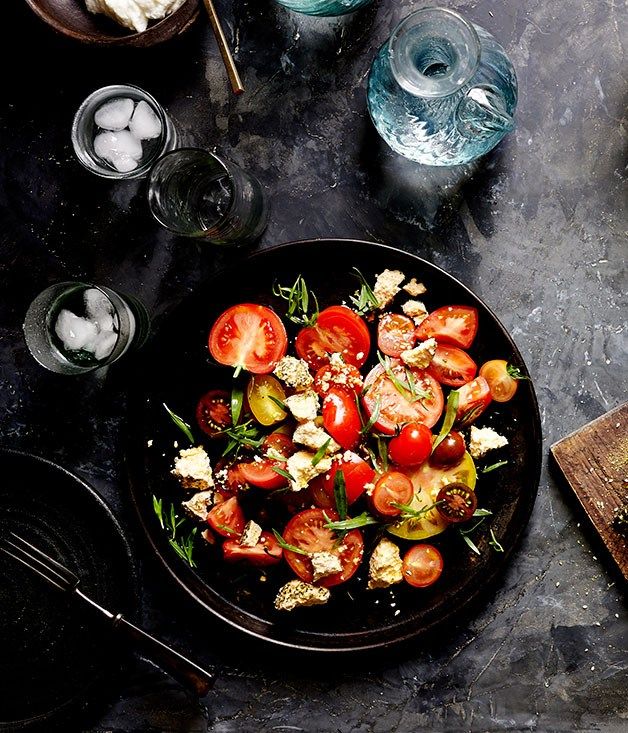 Tomato, shanklish and tarragon recipe | Tomato salad recipe | Rumi, Melbourne - Gourmet Traveller