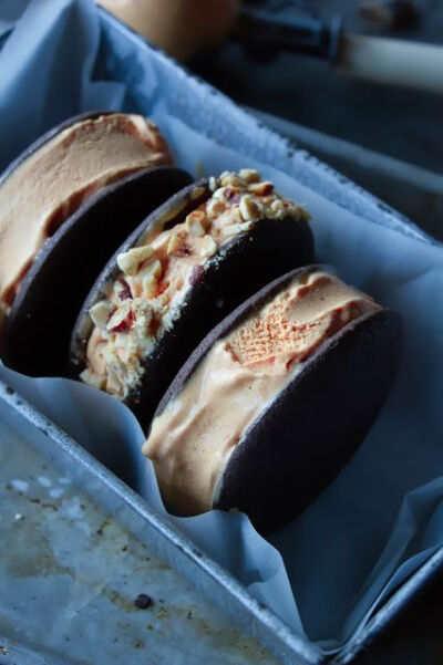 Pumpkin Hazelnut Ice Cream Sandwiches