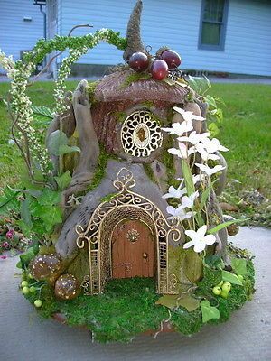 Petite OOAK Driftwood FAIRY gnome elf dollhouse HOUSE by J. McLaughlin