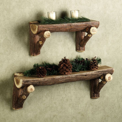 Rustic Timber Log Wall Shelf... made of twigs