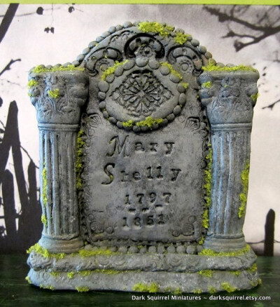 Mary Shelly Tombstone ooak dollhouse miniature in by DarkSquirrel