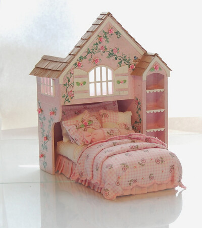 Pink &amp;amp; White Perfection PLAYHOUSE BED Dollhouse by MiniatureLane.