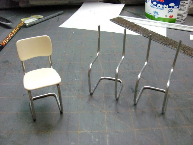 Dollhouse Miniature Furniture - Tutorials | 1 inch minis: How to make a metal tubular kitchen chair