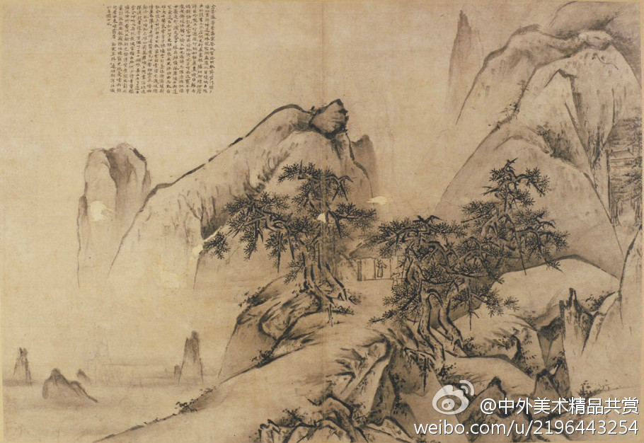 王履（1332~1391）——明初畫家，醫學家；字安道，號畸叟、抱獨老人等，江蘇昆山縣人；此畫是他於洪武十六年遊覽華山後，潛心構思半年多時間畫成；他在《華山圖序》中較系統地論述了繪畫主張，其中“我師心，心師目，目師華山”的“師法造化”的見解和“以形寫意”的觀點，對後世山水畫理論影響深遠。