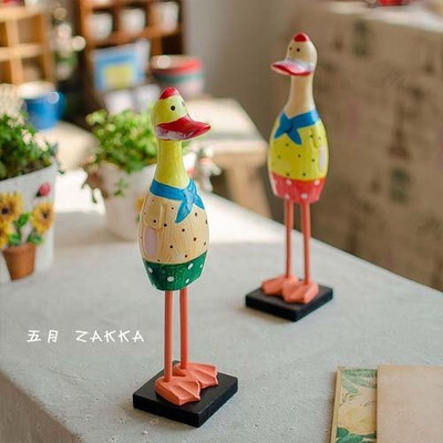 zakka工艺礼品摆件 北欧原木 彩绘鸭 创意摆件 家居摆件 礼物