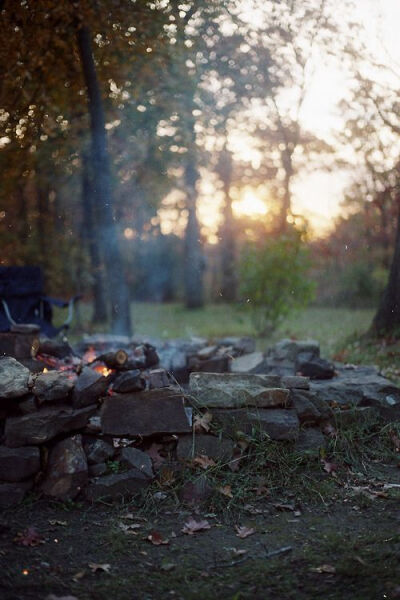 sitting around a fire