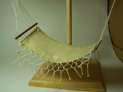 Yellow Cotton Hammock - 12 scale dollhouse miniature by CWPoppets. $30.00, via Etsy.