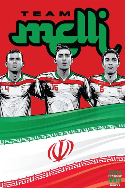 Iran 伊朗 巴西艺术家克里斯蒂亚诺·斯奎拉(Cristiano Siqueira)应ESPN之邀为2014年世界杯32强制作宣传海报，海报非常漂亮，体现了各队的特色。