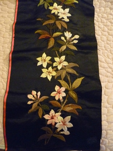 Antique Victorian Wool Embroidery On Silk Possibly Bell Pull Or Sampler | eBay