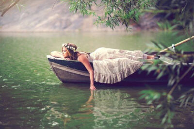 woman river boat