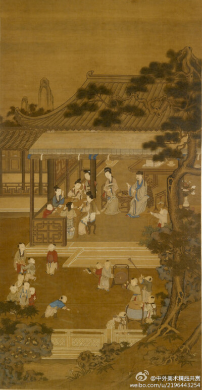 【國畫1320】明 仇英《花園消遣圖》 —— 絹本設色，79 × 151.5 釐米，現藏沃爾特斯藝術博物館。