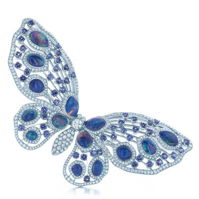 Montana Sapphire and&amp;br&amp; Black Opal Butterfly&amp;br&amp; Brooch