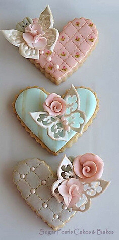 Pretty &amp;amp; elegant heart shaped valentines cookies!