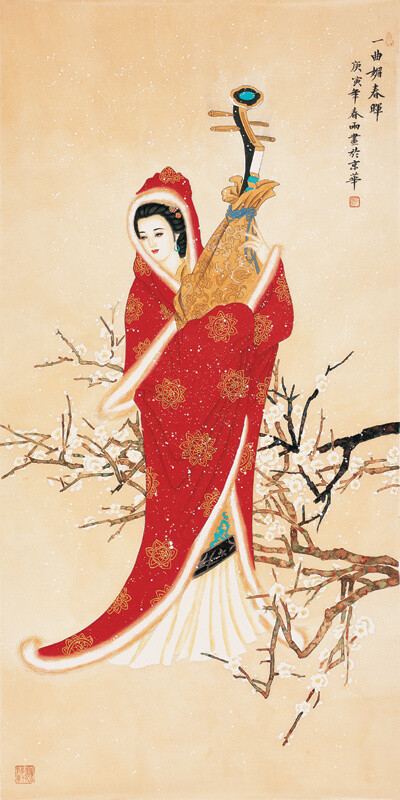 江南春雨人物画作