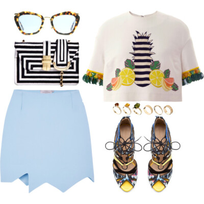 A fashion look from May 2014 featuring Mother of Pearl t-shirts, Preen skirts and Zara sandals. Browse and shop related looks.