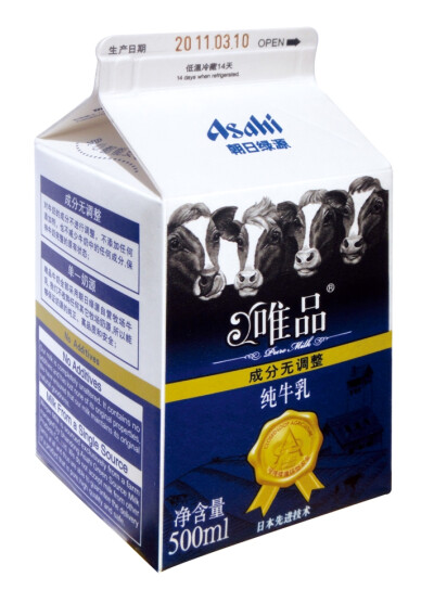 朝日唯品纯鲜牛奶 500ml 单一奶源无添加 限成都地区尚作有机